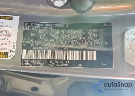 2010 Lexus Gx 460 z USA, uszkodzony, nr VIN JTJBM7FX8A5014045